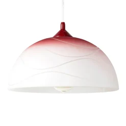 Lamkur Pendelleuchte Glas Rot Weiß rund Retro Küche Esstisch* Hängelampen|Esszimmer Lampen