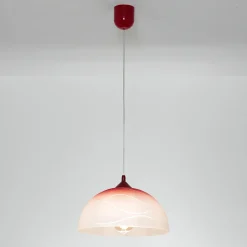 Lamkur Pendelleuchte Glas Rot Weiß rund Retro Küche Esstisch* Hängelampen|Esszimmer Lampen