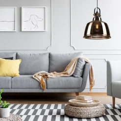 Sale Lamkur Pendelleuchte Glas Schirm Industrial Vintage E27