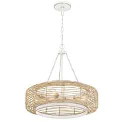 Elstead Pendelleuchte Glas Seil Metall E27 D: 50,4 cm rund 4x E27* Hängelampen|Bürolampen