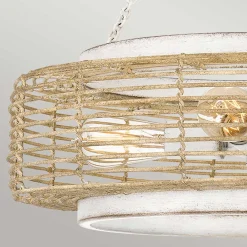 Elstead Pendelleuchte Glas Seil Metall E27 D: 50,4 cm rund 4x E27* Hängelampen|Bürolampen