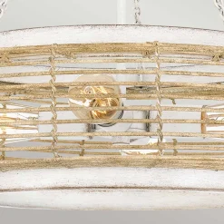 Elstead Pendelleuchte Glas Seil Metall E27 D: 50,4 cm rund 4x E27* Hängelampen|Bürolampen