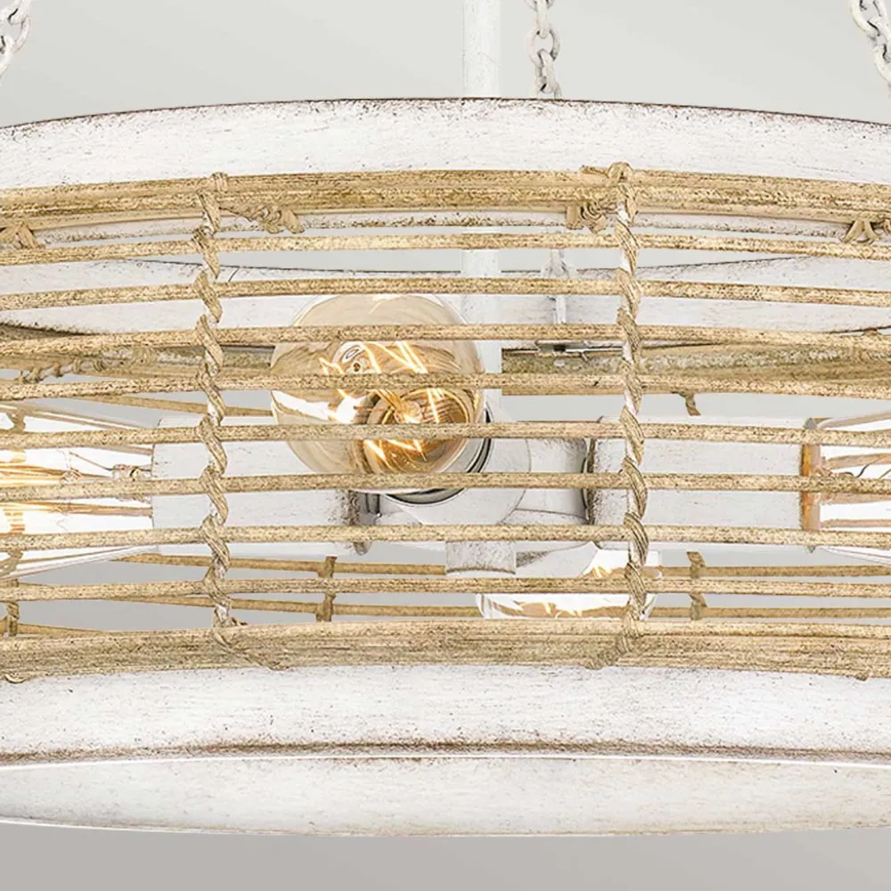 Elstead Pendelleuchte Glas Seil Metall E27 D: 50,4 cm rund 4x E27* Hängelampen|Bürolampen