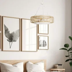 Elstead Pendelleuchte Glas Seil Metall E27 D: 50,4 cm rund 4x E27* Hängelampen|Bürolampen