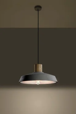 New Sollux Pendelleuchte Grau Ø 40 cm Beton Schirm E27