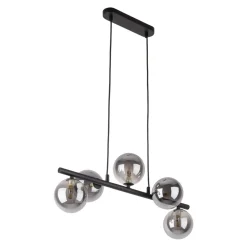 TK Lighting Pendelleuchte Grau Schwarz Metall Glas 5-flammig* Hängelampen|Esszimmer Lampen