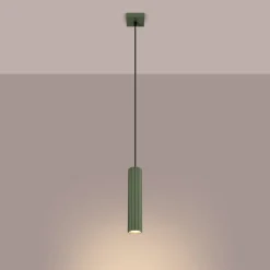 Sollux Pendelleuchte Grün schmal B: 8 cm H: max. 118 cm GU10 Modern* Wohnzimmerlampen|Metall Lampen