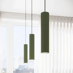 Sollux Pendelleuchte Grün schmal B: 8 cm H: max. 118 cm GU10 Modern* Wohnzimmerlampen|Metall Lampen