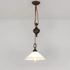 Giovanni Battista Pendelleuchte Höhenverstellbar aus echtem Messing* Glaslampen|Metall Lampen