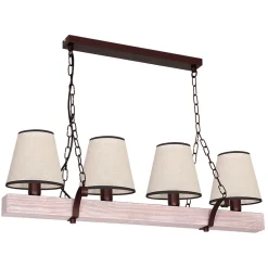 Hot Luminex Pendelleuchte Holz Balken B: 72 cm 4x E27 Braun Beige