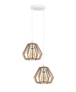 Belis Pendelleuchte Holz 2-flammig E27 B:35 cm Skandinavisch* Hängelampen|Bürolampen