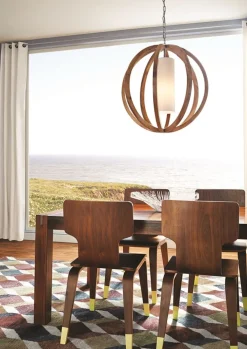 Elstead Pendelleuchte Holz Glas rund Esstisch Wohnzimmer* Schlafzimmer Lampen|Kugellampen