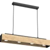 Best Luminex Pendelleuchte Holz Metall Schwarz L:76 cm GU10 wohnlich