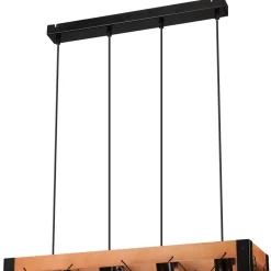 Lamkur Pendelleuchte Holz Metall verstellbar 4-flammig E27 Rustikal* Bürolampen|Rustikale Lampen