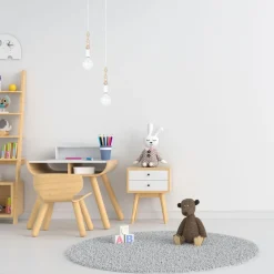 Belis Pendelleuchte Holz Metall Weiß E27 Ø14 cm rund wohnlich* Hängelampen|Bürolampen