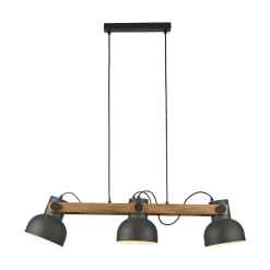 New Just Light Pendelleuchte Holz Metall E27 96 cm 3-flammig flexibel
