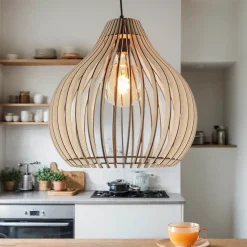 Sale Sollux Pendelleuchte Holz rund Ø43cm Modern wohnlich NIGILIA