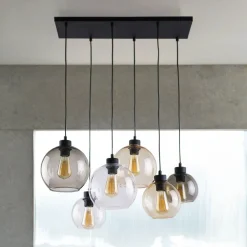 TK Lighting Pendelleuchte in Bernstein Graphit 6xE27 Esstisch