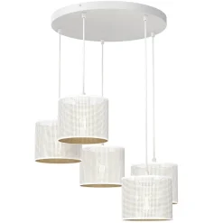 Sale Luminex Pendelleuchte in Weiß Gold Ø58 cm E27 Loft 5-flammig