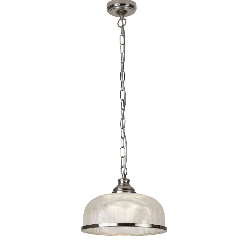 Searchlight Pendelleuchte Jugendstil Ø 27 cm Glas Metall in Silber Klar* Wohnzimmerlampen|Glaslampen