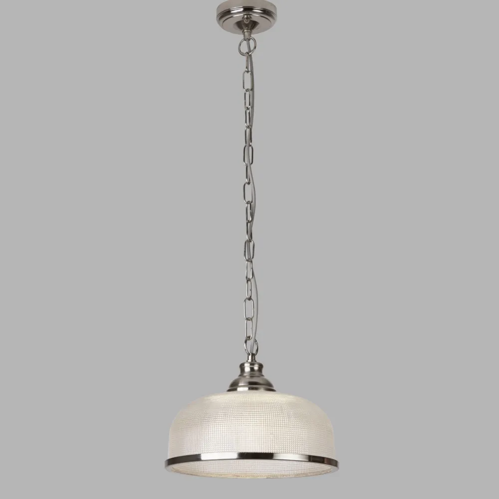 Searchlight Pendelleuchte Jugendstil Ø 27 cm Glas Metall in Silber Klar* Wohnzimmerlampen|Glaslampen