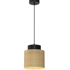 Outlet Luminex Pendelleuchte Jute Metall Ø18 cm rund E27 wohnlich