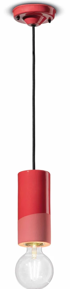 Discount Ferroluce Pendelleuchte Keramik D: 8 cm Koralle E27 rund ENRICO