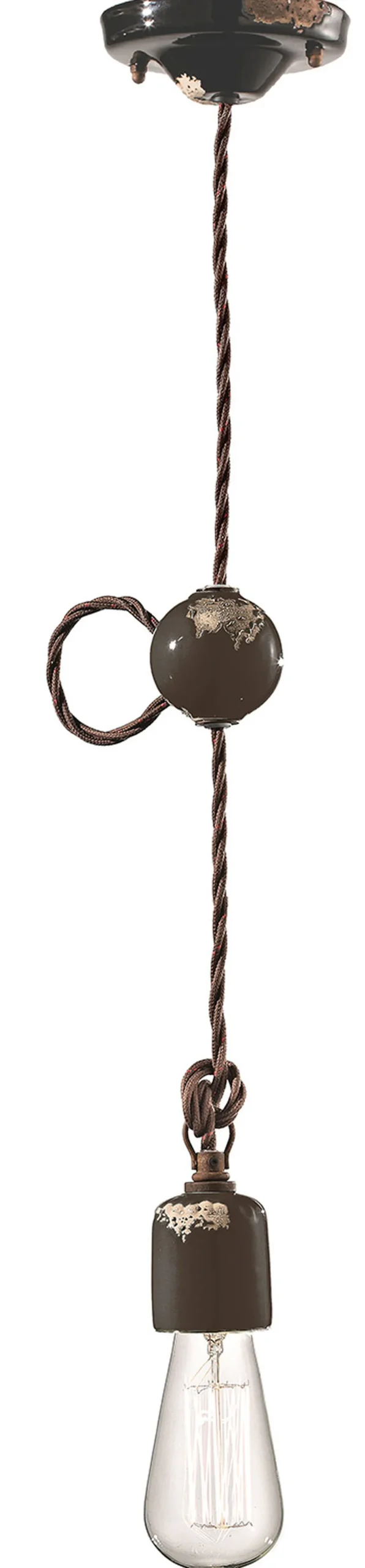 Discount Ferroluce Pendelleuchte Keramik E27 H: max. 120 cm Vintage Design