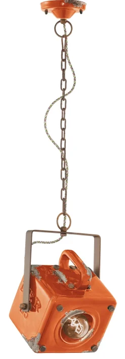 Online Ferroluce Pendelleuchte Keramik Metall E27 Orange Shabby Antik