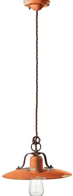 Sale Ferroluce Pendelleuchte Keramik Metall E27 D: 30 cm rund Industrial