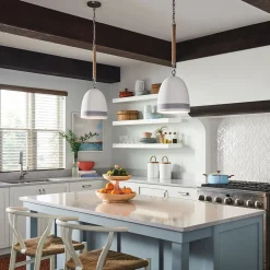 Hot Elstead Pendelleuchte Keramik Schirm D: 25,4 cm E27 Retro