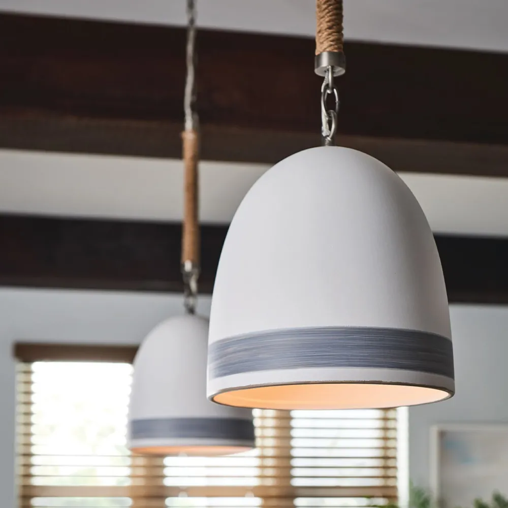 Hot Elstead Pendelleuchte Keramik Schirm D: 25,4 cm E27 Retro