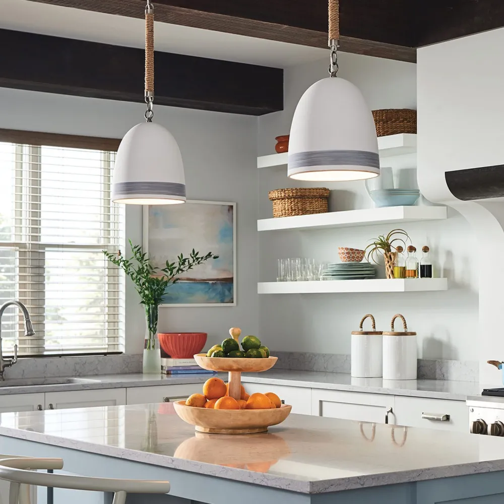 Hot Elstead Pendelleuchte Keramik Schirm D: 25,4 cm E27 Retro