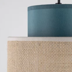 TK Lighting Pendelleuchte klein Ø 20 cm verstellbar Jute Stoff E27