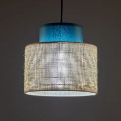 TK Lighting Pendelleuchte klein Ø 20 cm verstellbar Jute Stoff E27