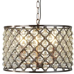 Sale Searchlight Pendelleuchte Kristall Ø 38 cm 3x E14 in Kupfer antik