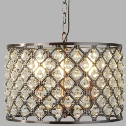 Sale Searchlight Pendelleuchte Kristall Ø 38 cm 3x E14 in Kupfer antik