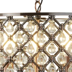 Sale Searchlight Pendelleuchte Kristall Ø 38 cm 3x E14 in Kupfer antik