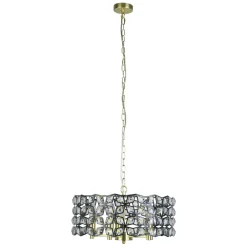 Sale Searchlight Pendelleuchte Kristall Ø 48 cm rund 5x E14 Messing Schwarz