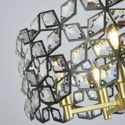 Sale Searchlight Pendelleuchte Kristall Ø 48 cm rund 5x E14 Messing Schwarz