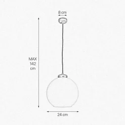 New Giovanni Battista Pendelleuchte Kugel Ø 24 cm Messing Glas E27 in Bronze Weiß