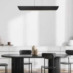 Online Elstead Pendelleuchte LED 116,8 cm lang Metall Glas Schwarz Modern