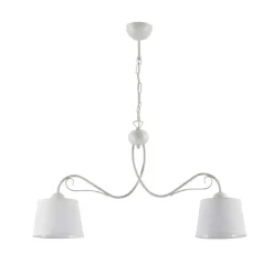 New Jupiter Pendelleuchte LOCOLA Weiß 2 Stoffschirme Esszimmer