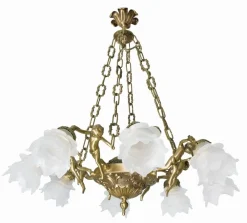 Best Giovanni Battista Pendelleuchte Messing echt 8-flmg in Bronze Putti