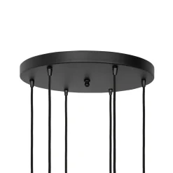 Giovanni Battista Pendelleuchte Messing Eisen Glas 6x E27 in Schwarz Klar* Hängelampen|Bürolampen