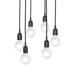 New Giovanni Battista Pendelleuchte Messing Eisen Ø 40 cm 6-flammig E27 Schwarz