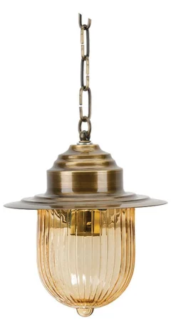 Online Lido Pendelleuchte Messing geriffeltes Glas wetterfest