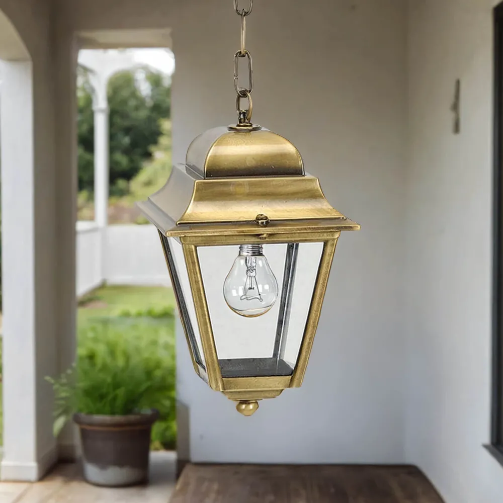 New Lido Pendelleuchte Messing IP43 Außenbereich Rustikal