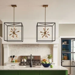 Discount Elstead Pendelleuchte Metall B: 51 cm Messing Schwarz 12x E14