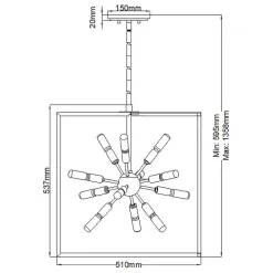 Discount Elstead Pendelleuchte Metall B: 51 cm Messing Schwarz 12x E14